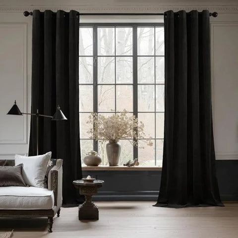 Black Velvet Curtain Half Blackout Thin Fabric Curtains for Living Room Bedroom Dining Luxury Window  Decor 창문커텐 Modern Elegant