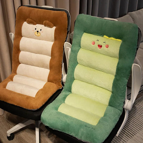 Cartoon Animal Chair Plush Back Cushion Multi-Functional Seat Pad for Lumbar Support Autumn Winter Warm Cushion for Sitting