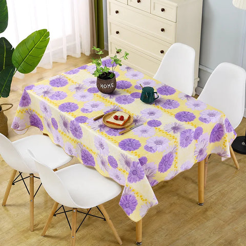 1pcs PEVA Waterproof Oilproof Tablecloth Washable Fabric For Dining Table Kitchen Decor Beautiful Flower Pattern Table Cloth