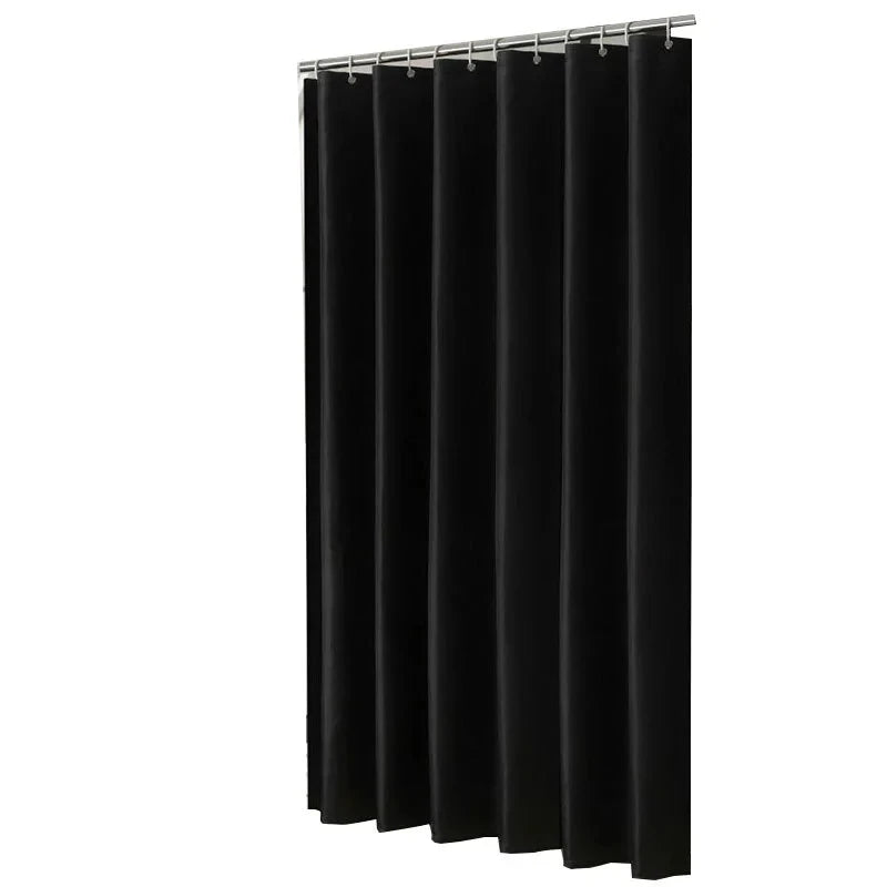 Modern Black Shower Curtains Waterproof Fabric Solid Color Bath Curtains For Bathroom Bathtub Large Wide Bathing Cover With Hook