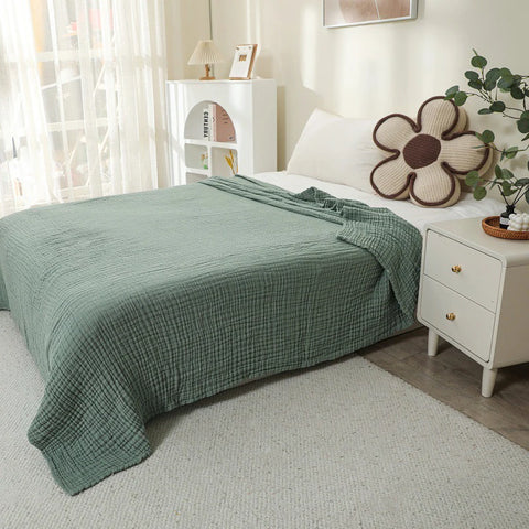 Battilo 100% Cotton Muslin Throw Blanket for Sofa 6 Layer Breathable Lightweight Boho Throws for Couch Bed Large Summer Blankets
