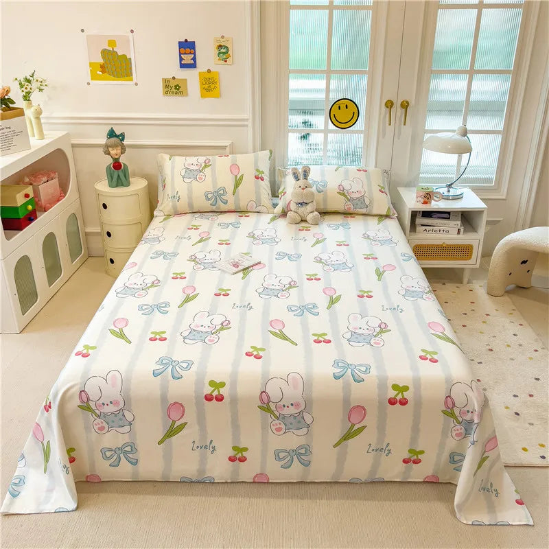 1pc Pure Cotton Bedsheet Floral Style Flat Sheet Single Sheets for Kids Adults Room Bed Linen sabana para cama (No Pillowcase)