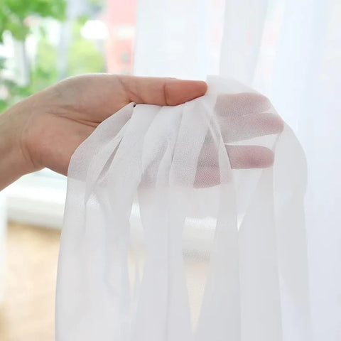 S Fold White Tulle Wavy Curtains Chiffon Sheer Curtains for Living Room Bedroom Dining Voile High Quality Luxury Decoration 1PC