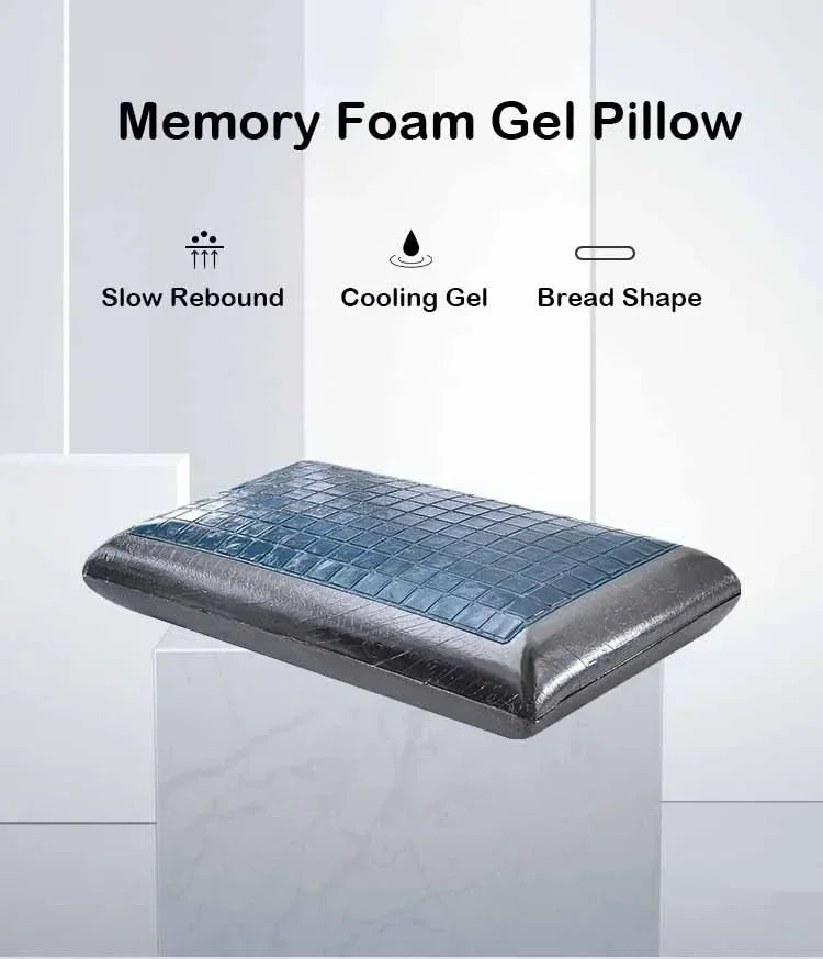 Double Sided Gel Cooling Memory Foam Pillow Summer Ice Feel Bamboo Charcoal Orthopedic Neck Pain Relief Pillow with Pillowcase