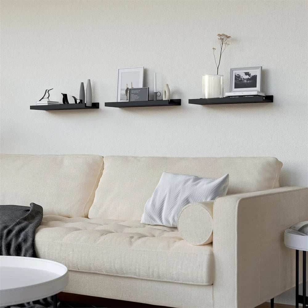 Set of 3 Floating Shelves for Wall Living Room Decor Wall Mounted Shelves with Lip for Display Picture Ledge Shelf for Bedroom
