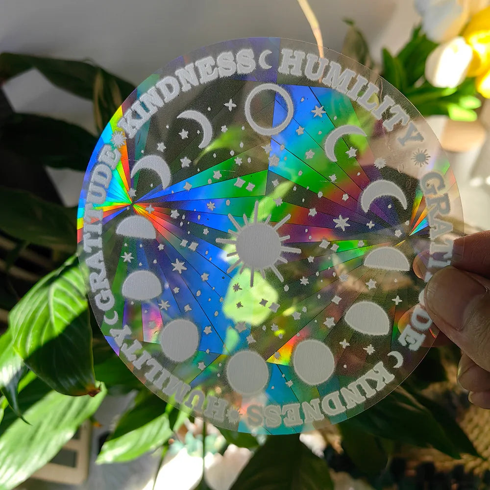 PVC 3D Rainbow Sun Catcher Wall Stickers Cat Bear Spaceship Planet Suncatcher Self Adhesive Window Stickers Room Home Decor