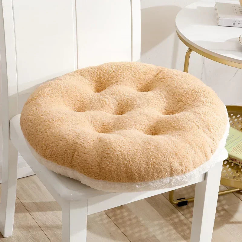 Winter Plush Thick Seat Cushion Home Sofa Office Chair Solid Color Lambswool Cushion Thicken Soft Floor Pads Round and Square