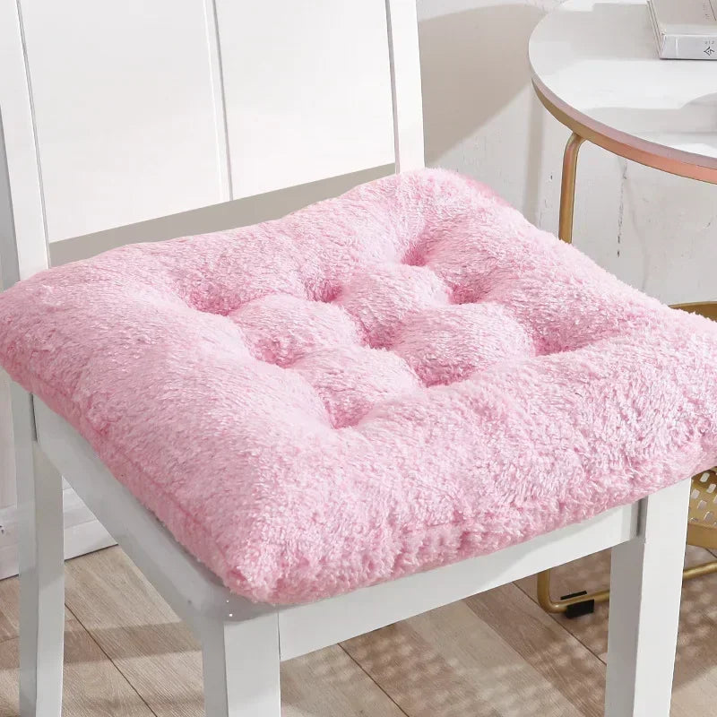 Winter Plush Thick Seat Cushion Home Sofa Office Chair Solid Color Lambswool Cushion Thicken Soft Floor Pads Round and Square