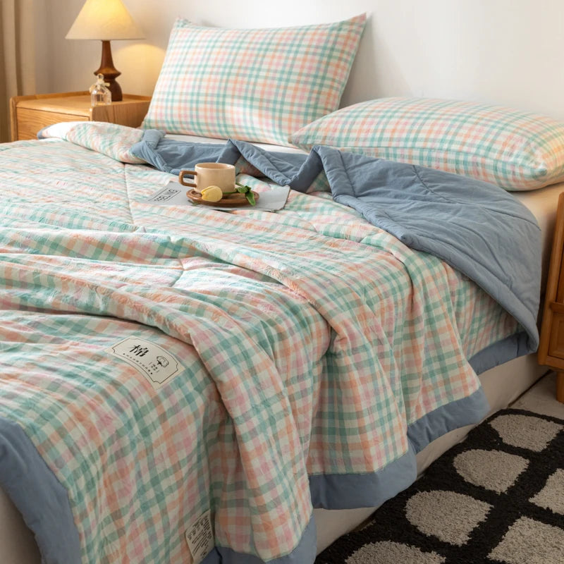 All cotton Air conditioning quilted quilt core summer washable comforter Simple Plaid soft duvet of single twin full queen size