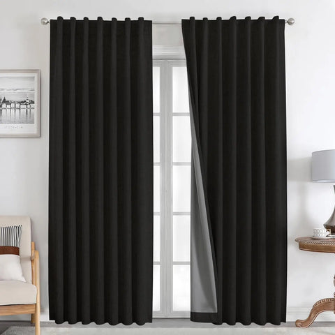 350m Height Solid Color Living Room Curtains 100% Blackout For Faux Linen Bedroom High Ceiling Window Curtain