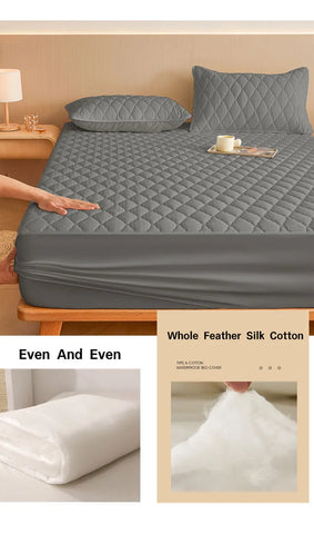 1PC Thicken Solid Color Checked Mattress Cover,Cotton-padded Breathable,Dust Proof,All SeasonsSuitable For The Bedroom,