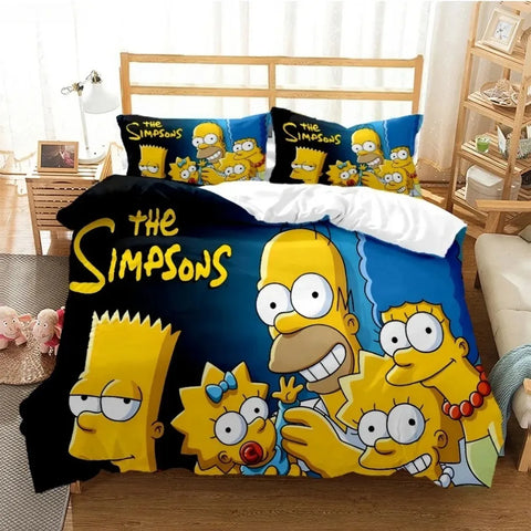 S-Simpsons Bedding Sets,The Simpsons Cover Sets,Anime Cosplay Cute Bed Quilt Covers Pillowcases for Children Adolescents