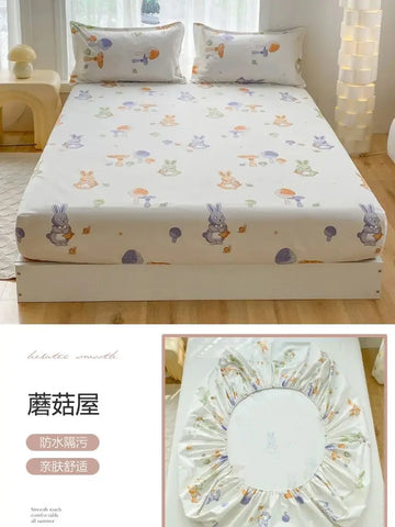 1pc Waterproof Fitted Bed Sheets Cartoon Style Single Bed Cover for Kids Queen/King sabanas cama matrimonial(without pillowcase)