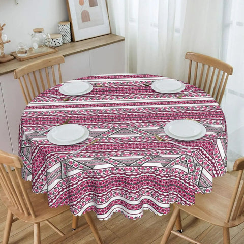 Ukraine Vyshyvanka Embroidery Tablecloth Round Oilproof Bohemian Geometric Table Cover Cloth for Kitchen 60 inches