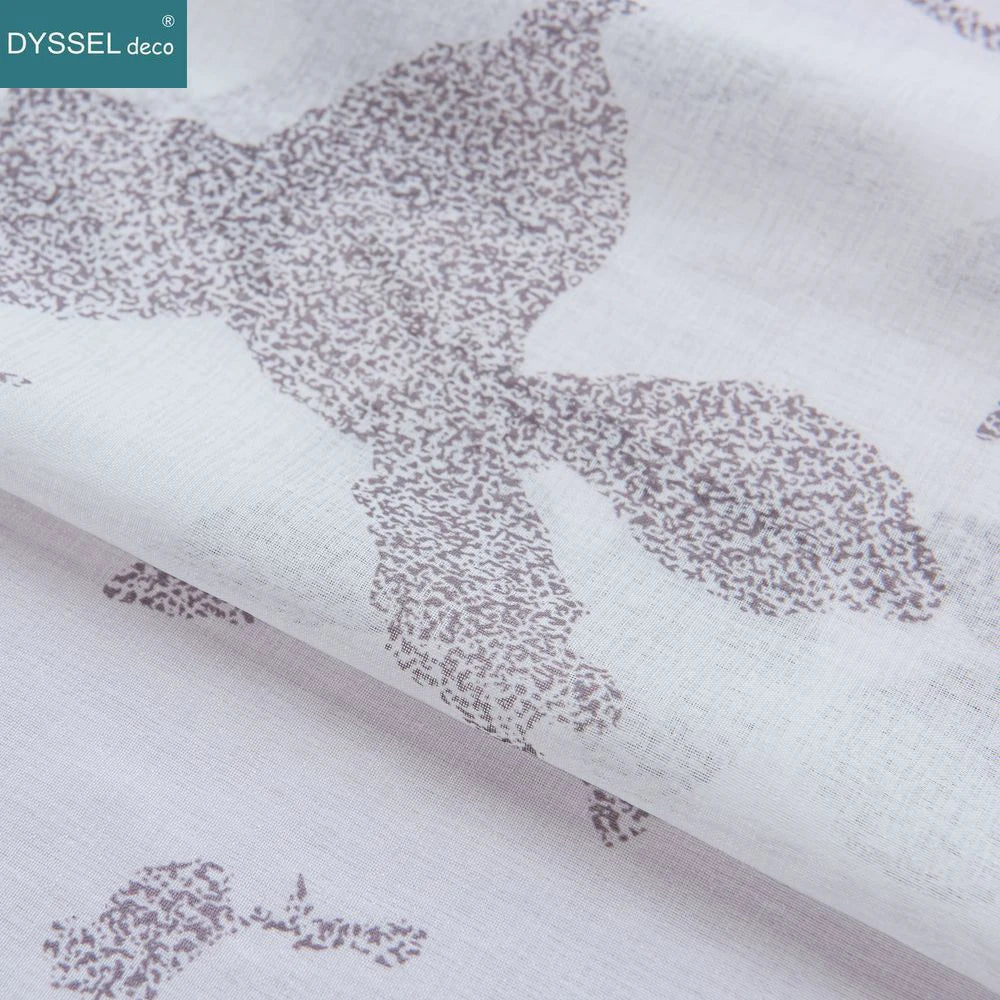Natural Printed Sheer Curtains Linen Textured for Living Room Maple Leaf Design Farmhouse Style Window Panel Drapes Grommet Top