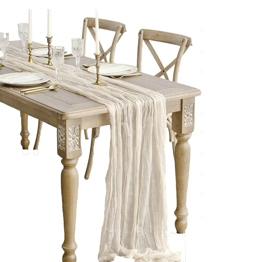 1PC Gauze Voile Table Runner Boho Pink Blue Cheesecloth Dinning Table Decoration For Wedding Party Banquet Bride Shower