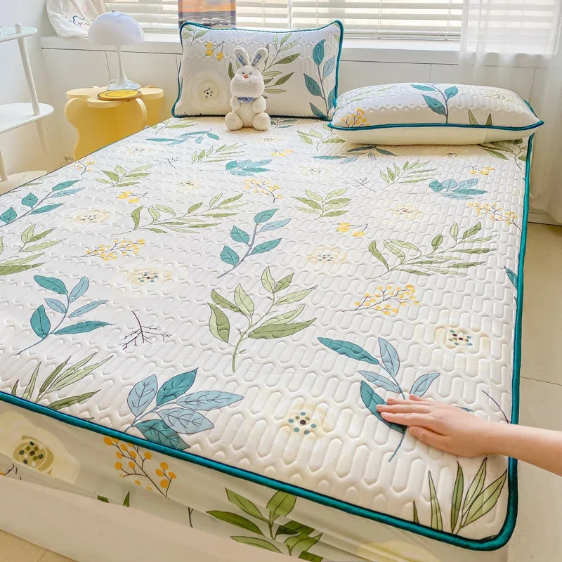 Natural Latex Thicked Summer Cooling Mat for Bed Soft Cool Feeling Fitted Sheet and Pillowcase Matress Cover Grade A Summer Mats
