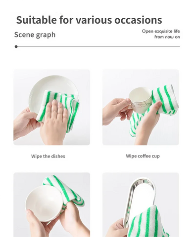 Bamboo Fiber Kitchen Towels, Double-Layer Thick Dish Cloths, Oil-Resistant & Highly Absorbent, Lint-Free Cleaning Rags for Dishe