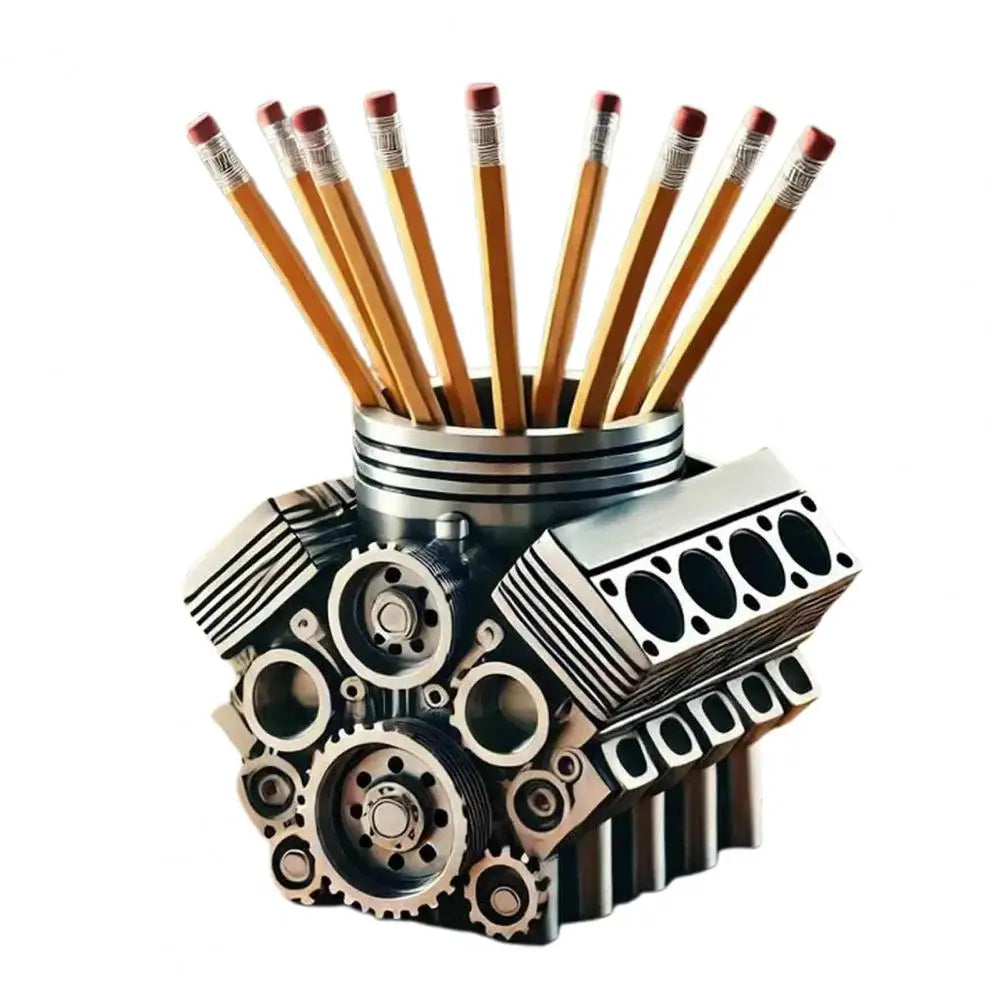 Pen Holder V8 Car Engine Pen Holder Creative Desktop Office Stationery Organizer for Home Office Decor Desktop Ornament