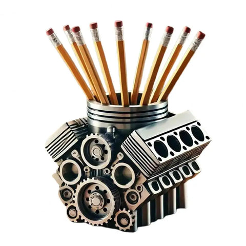 Pen Holder V8 Car Engine Pen Holder Creative Desktop Office Stationery Organizer for Home Office Decor Desktop Ornament