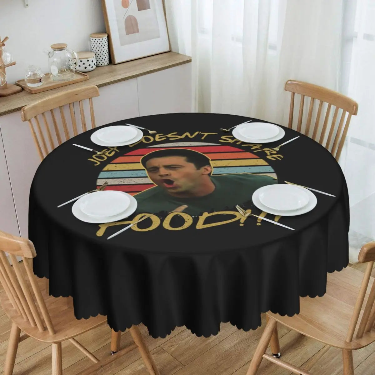 Customized I'll Be There For You Round Tablecloths 60 Inch Friends TV Show Table Covers for Kitchen Table Cloth