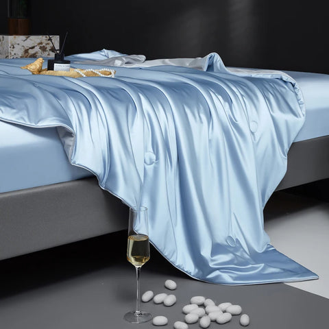 Luxurious Mulberry Silk Summer Quilt/Duvet/Comforter, 100% Natural Long Strand Silk Bedding, Washed Silk Shell, Lightweight Soft