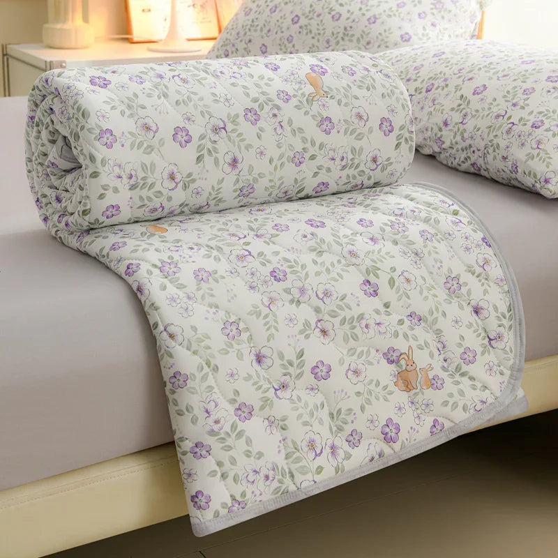 New Floral Print Spring Summer Quilt Soft Comfortable Quilted Quilts Single Double Blanket for Bed Comforter Knitted Thin Duvet