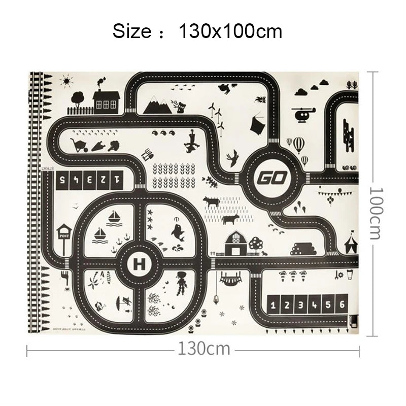City Traffic Car Park Play Mat Waterproof Parking Lot Kids Playmat Kids Rug Boy Girl Educational Toys for Children Map
