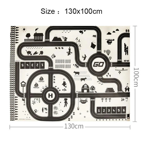 City Traffic Car Park Play Mat Waterproof Parking Lot Kids Playmat Kids Rug Boy Girl Educational Toys for Children Map