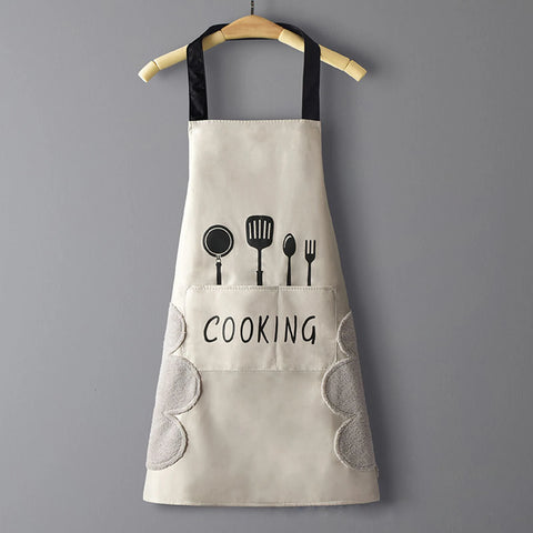 Large Apron with Front Pocket Cooking Cotton for Women Men Waterproof Oil-proof Cooking Apron BBQ Comfortable Kitchen Clothes