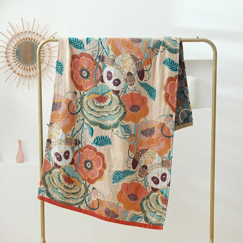 Nordic 21 Styles New Bohemian Floral Printing Adult Soft Absorbent Cotton Gauze Beach Bath Towel Bathroom Accessories 80×160CM