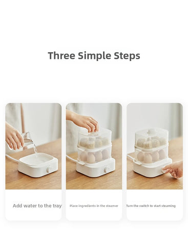 6 Egg Cooker Electric Fast Boiling Egg Maker Energy Saving Office Lunch Egg Steamer BPA-Free Plastic Compact For Kitchen/Dorm