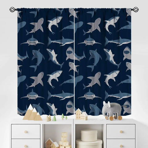 Kids Sea Animal Curtains Boys Girls Bedroom Nursery Decor Funny Turtle Whale Ocean Colorful Art Printed Blackout Window Drapes