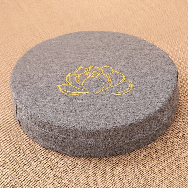 Yoga Meditation Cushion Round Thickened Embroidered Lotus Cushion with Backrest and Pillow 40*6cm Tatami Is Removable Washable
