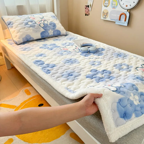 Winter Thicken Warm Mattress Toppers Fleece Bedspread Soft Folding Thin Tatami Mat Student Dormitory Bed Sheet Mattress Cover