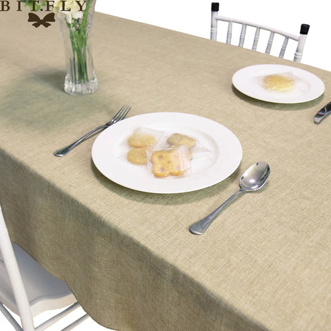 Imitated Linen Tablecloth for Kitchen, Rectangular Table Cover, Tea Cloth, Coffee Table, Living Room, Gray, Khaki