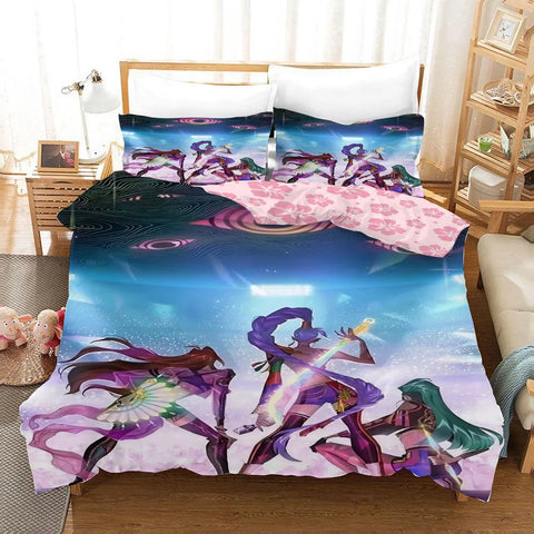 New Bedding Set Demon Hunters Themed Colorful Print Polyester Student Dormitory Bed Sheet Duvet Cover Kid Gift Home Textile
