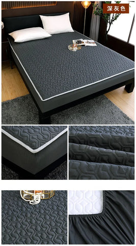 Waterproof Bed Cover Solid Color Fitted Bed Sheet With Elastic Band Anti-slip Adjustable Mattres Protector Fitted Sheet For Home