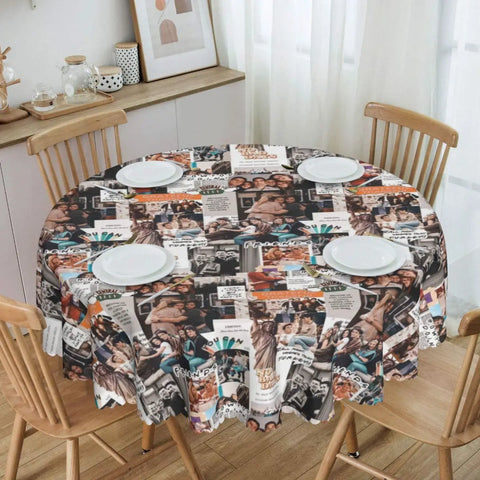 Customized I'll Be There For You Round Tablecloths 60 Inch Friends TV Show Table Covers for Kitchen Table Cloth