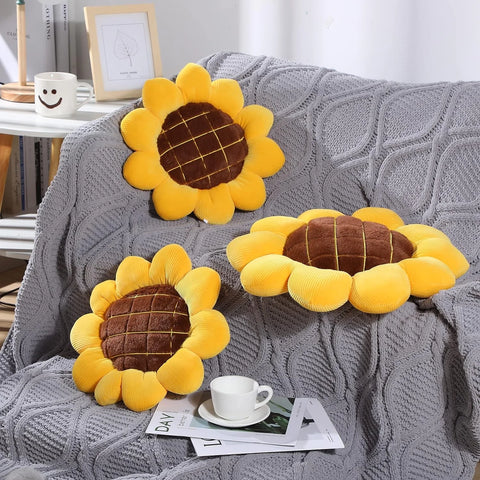 Sunflower Throw Pillow,Flower Shaped Pillows Floor Pillow Seating Cushion,Seating Cushion,Cute Room Decor & Plush Pillow for Bed