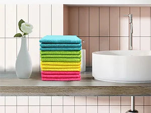Microfiber Cleaning Cloth 12 Pack Cleaning Rags Cleaning Towels with 4 Color Assorted 11.5"X11.5"(Green/Blue/Yellow/Pink)