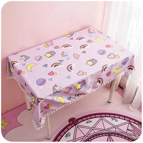 2022 New Pink White Tablecloth with Plush Ball for Kitchen Dining Table Rectangular Table Covers Christmas Decorations for Home