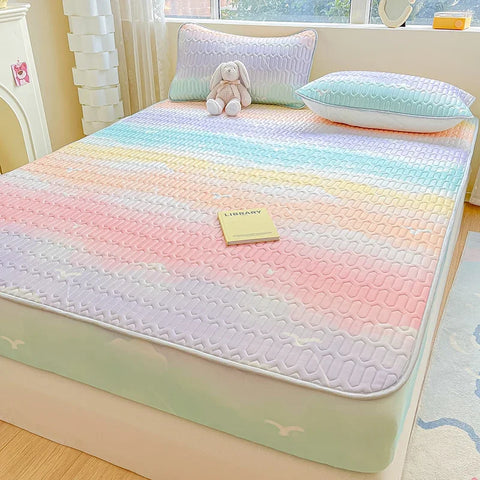 Natural Latex Thicked Summer Cooling Mat for Bed Soft Cool Feeling Fitted Sheet and Pillowcase Matress Cover Grade A Summer Mats