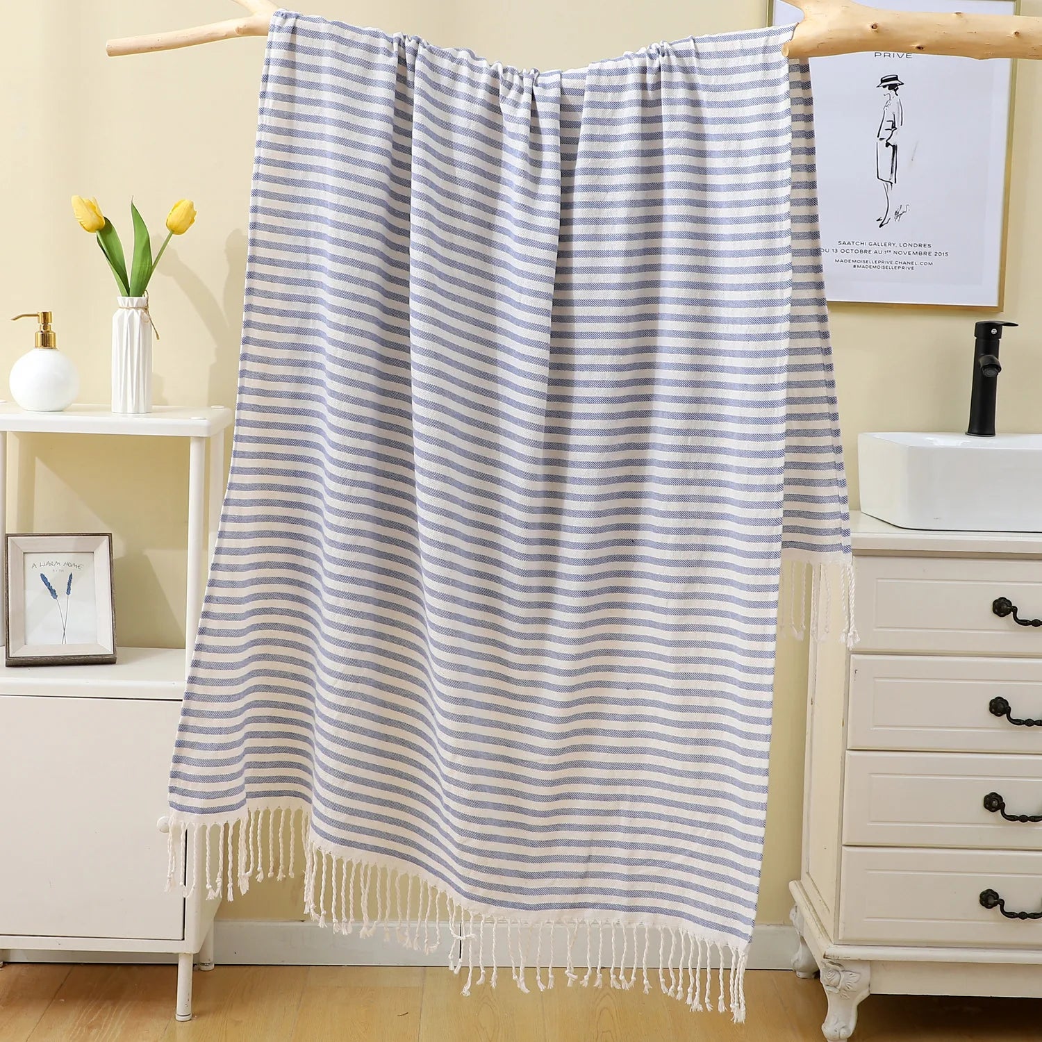 100x180CM Cotton Turkish Beach Towel Sauna Spa Gym Sports Fitness Fringed Bath Towel Shawl Scarf Sang Travel Blanket