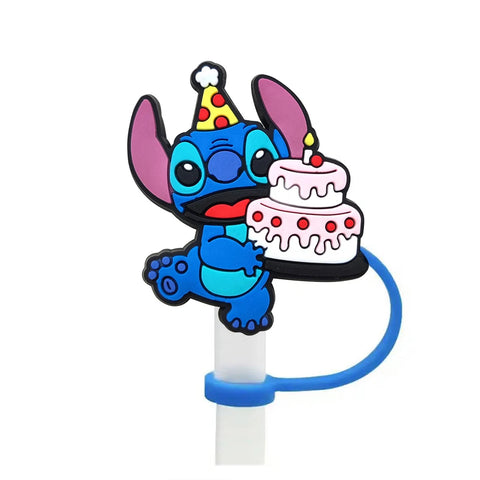 Disney Stitch Cartoon Silicone Straw Covers For Water Glass Bottle Drinking Dust Cap Straw Tip Cover Cup Accessories For 10mm