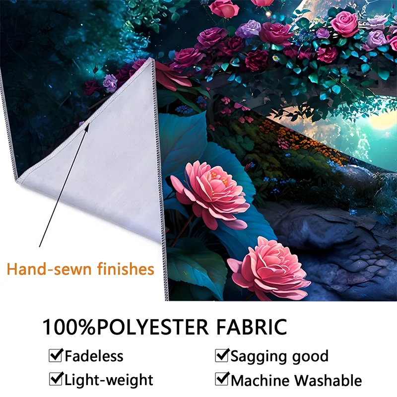 1 Piece Romantic Garden Arch Tapestry - Polyester Material, Ideal for Living Room & Bedroom Decoration - with Installation Kit