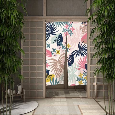 Summer Tropical Plant Leaves Door Curtain Turtle Leaves Partition Curtains Modern Room Kitchen Entrance Hanging Half-Curtain