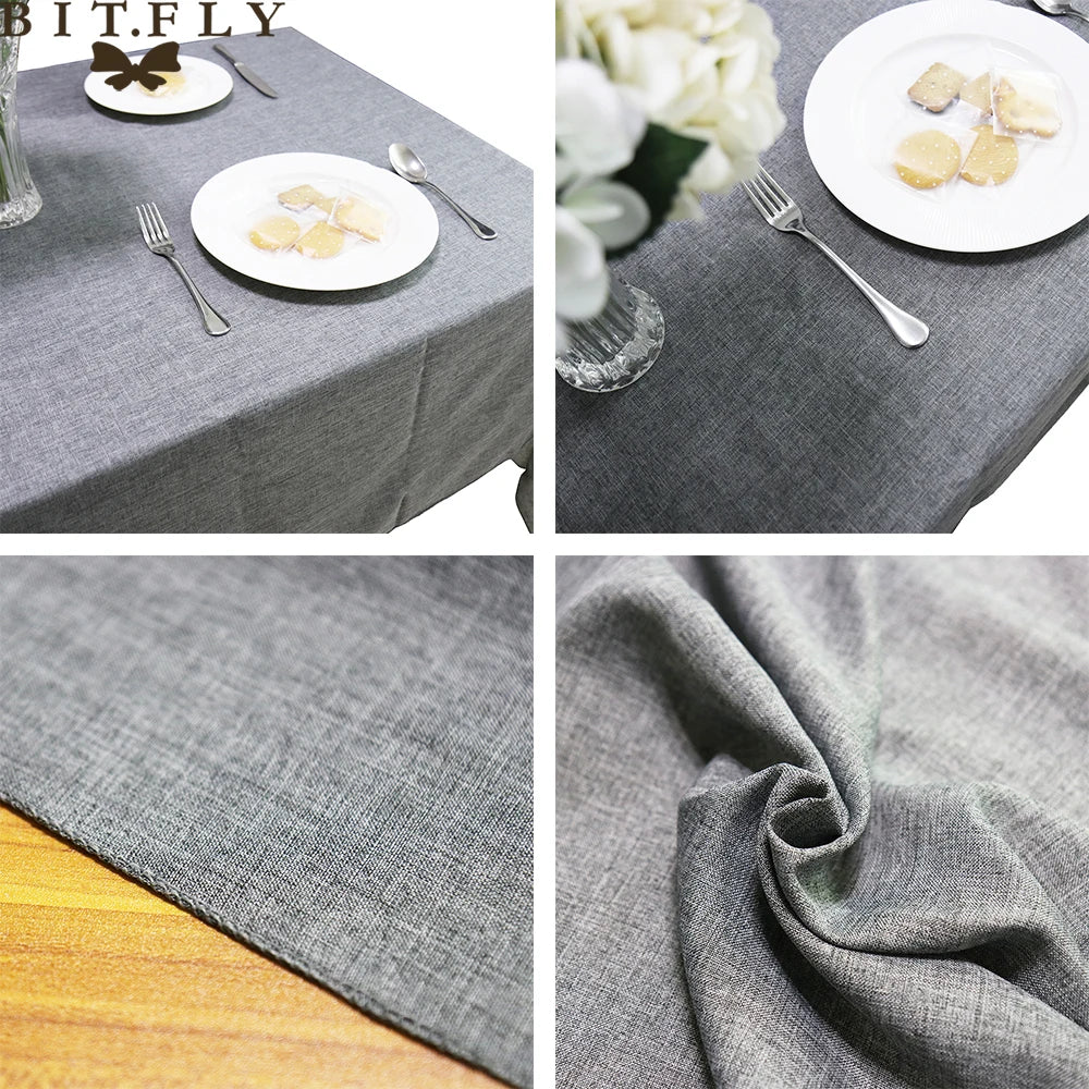 Imitated Linen Tablecloth for Kitchen, Rectangular Table Cover, Tea Cloth, Coffee Table, Living Room, Gray, Khaki