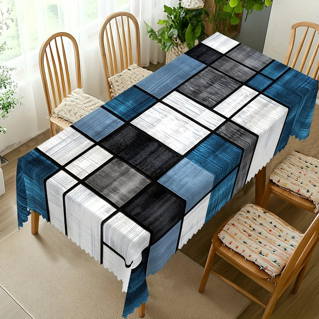 Modern Geometry Texture Rectangle Waterproof Tablecloth Table Decor Reusable Kitchen Dining Table Cloth Holiday Party Decoration