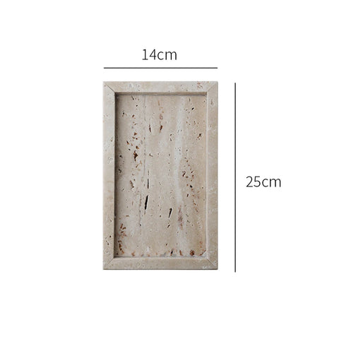 Minimalism Marble Tray for Perfume Candles Jewelry Travertine Stone Vanity Tray for Dresser Countertop Coffee Table Serving